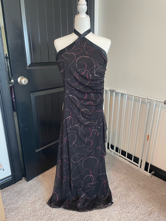 I.N. San Francisco Dresses & Skirts - I.N. San Francisco Black One-Shoulder Evening Gown with Pink Dot Swirl
